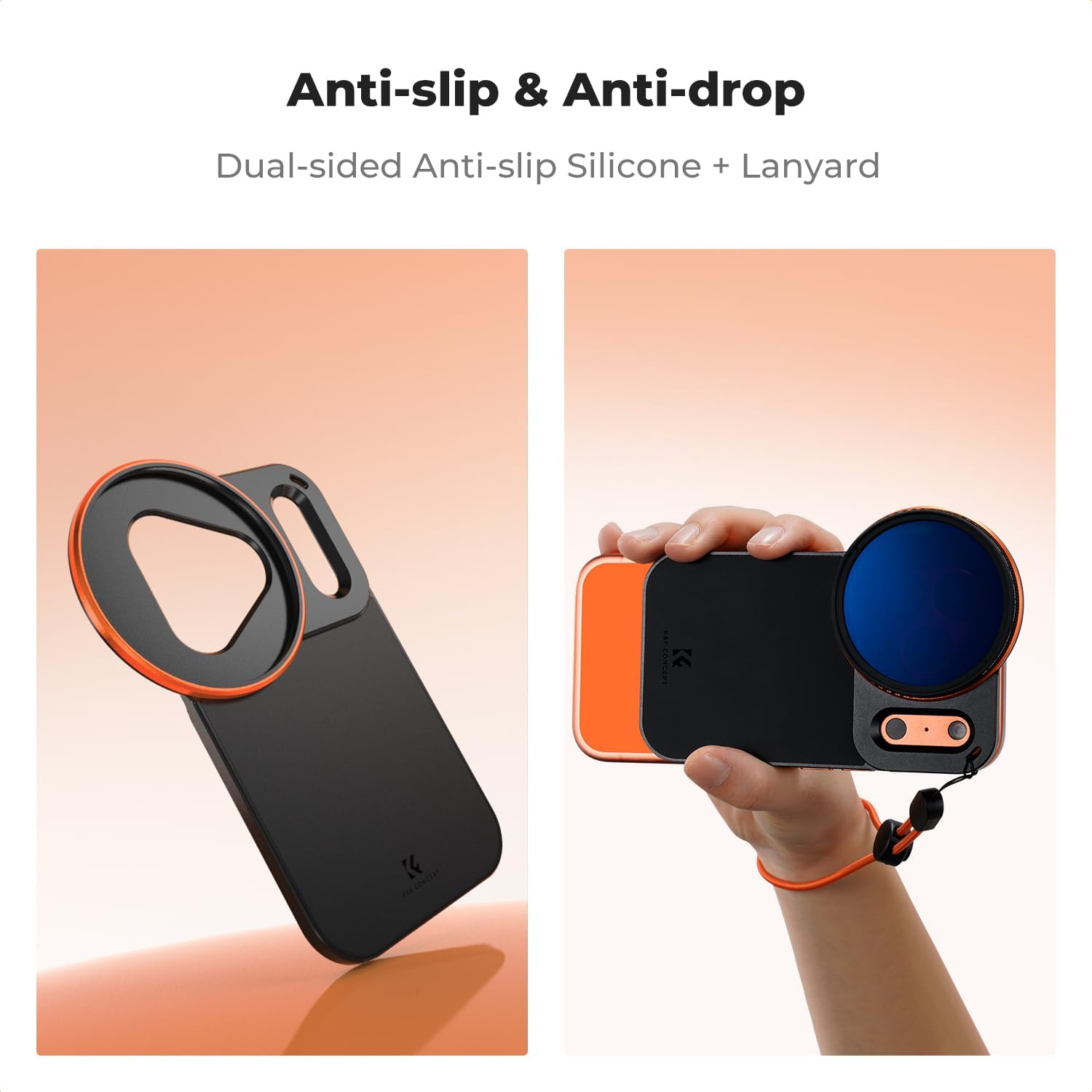 K&F CONCEPT Double-Sided Magnetic Lens Filter Mount Adapter with 58mm Variable ND2-32 Filter, Compatible with iPhone 17 Pro and 58mm Threaded Filters, VND Filter Compatible with iPhone Camera Lens