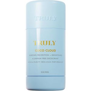 Truly Beauty Coco Cloud Desodorante | Apunta al olor corporal, pelos encarnados y decoloración | Desodorante suave sin aluminio | Fabricado con aceite de coco y ácido mandélico | Aroma de coco y