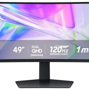 Samsung 49” Monitor de Computadora Ultraancho Curvo Dual QHD para Negocios, USB-C, DisplayPort, HDMI, 120Hz, VESA DisplayHDR 400, Altavoces Integrados, Soporte de Altura Ajustable, Cuidado de Ojos