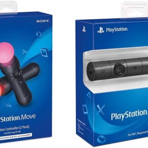 Sony PlayStation VR PSVR Camera and 2 Pack Move Motion Controllers PS4 (Renewed)