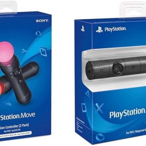Sony PlayStation VR PSVR Camera and 2 Pack Move Motion Controllers PS4 (Renewed)