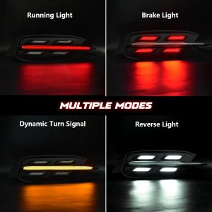 SINYATO INDUST Luces LED de reflector de parachoques trasero para Civic LX EX Sedán de 10ª generación 2016-2021, luces traseras de freno y marcha atrás con intermitentes secuenciales dinámicos y
