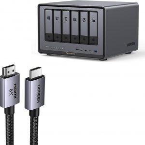 UGREEN NASync DXP6800 Pro 6-Bay Desktop NAS Bundle with 6.6FT 8K HDMI Cable Certified