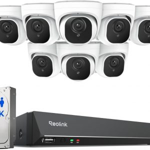 REOLINK 4K PoE Security Camera System Wired, 8pcs 8MP PoE Cameras, Smart Person/Vehicle Detection, 16CH NVR with 4TB HDD, H.265, 24/7 Recording, High Bitrate & Clear Stream, RLK16-800D8