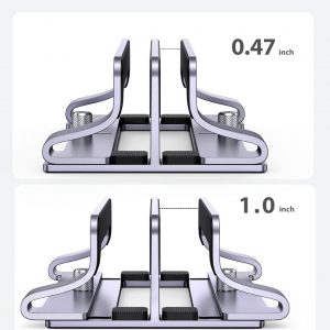 UGREEN - Soporte vertical para laptop de 2 ranuras para escritorio, compatible con MacBook Pro Air, Lenovo Ideapad, Surface Book, HP Notebook, Dell Chromebook de hasta 17,3 pulgadas, gris espacial