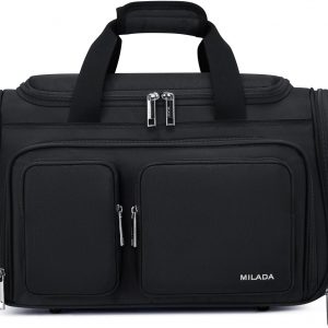 MILADA Bolsas de equipaje de mano para debajo del asiento para viajes, bolsa de lona plegable para viajes, Negro