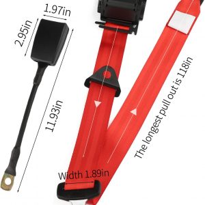 2 unidades de cinturón de seguridad universal de 3 puntos ajustables y retráctiles para Go Kart, club de carritos de golf, SUV, autos tipo minivan, UTV (Rojo)
