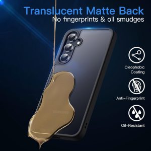 JETech Funda mate para Samsung Galaxy A55 5G, esmerilada translúcida trasera protectora delgada cubierta protectora delgada para teléfono, antihuellas (negro)