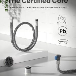 APPASO Kitchen Faucet with Water Filter, Pull Out 3 Way Sink Faucets with Sprayer, High Arch 2 Handle Faucet - 2 in 1 Faucets Brushed Nickel, Without Water Filtration Device