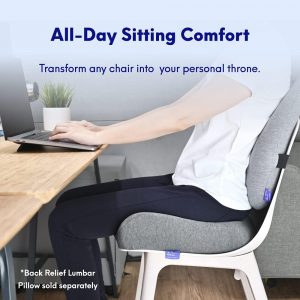 C CUSHION LAB Patented Pressure Relief Seat Cushion for Long Sitting Hours on Office/Home Chair, Car, Wheelchair - Extra-Dense Memory Foam for Hip, Tailbone, Coccyx, Sciatica - Light Grey