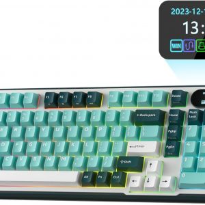 RK ROYAL KLUDGE S98 Teclado mecánico con pantalla inteligente y perilla, teclado mecánico inalámbrico de montaje superior 96% BT/2.4G/USB-C, intercambiable en caliente, soporte de software, sonido