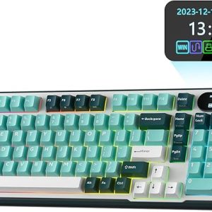 RK ROYAL KLUDGE S98 Teclado mecánico con pantalla inteligente y perilla, teclado mecánico inalámbrico de montaje superior 96% BT/2.4G/USB-C, intercambiable en caliente, soporte de software, sonido