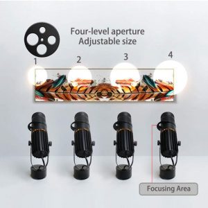 Foco blanco cálido LED Spotlight Bar Escenario Cámara Proyección Foco Zoom Luz de enfoque ajustable para escaparate Mural Fondo Iluminación de pared 1 unids Blanco 7W Montaje en superficie