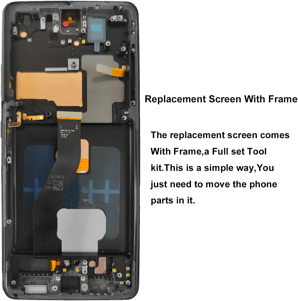 AMOLED for Samsung Galaxy S21 Ultra 5G Screen Replacement for Samsung S21 Ultra SM-G998U G998A G998W LCD Touch Display Digitizer with Repair Kits (Black with Frame)