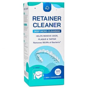 Retainer & Denture Cleaner KIt - Mouth Night Guard Whitening Case - 120 Cleanser Tablets, Guard Bath Cup
