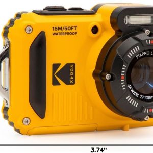 KODAK PIXPRO WPZ2 Rugged Waterproof Shockproof Dustproof WiFi Digital Camera 16MP 4X Optical Zoom 1080P Full HD Video Vlogging Camera 2.7" LCD (Yellow)