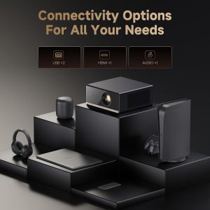 Proyector Wanbo X5 Pro Google TV compatible con 4K, proyector inteligente de 1100 lúmenes ANSI con WiFi y Bluetooth, proyector de películas para exteriores y hogar, enfoque automático y corrección