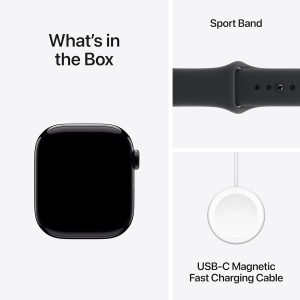 Apple Watch Series 11 [GPS 42mm] Smartwatch with Jet Black Aluminum Case with Black Sport Band - S/M. Sleep Score, Fitness Tracker, Health Monitoring, Always-On Display, Water Resistant