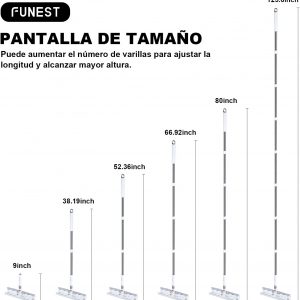funest Escobilla de 126 pulgadas para limpieza de ventanas, herramienta de limpieza de ventanas 2 en 1 con poste de extensión, cabezal giratorio para interiores y exteriores, espejo de cristal de
