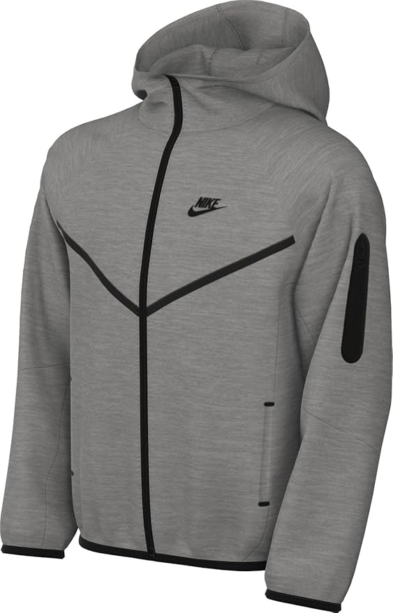 Nike Sportswear Tech Fleece - Sudadera con capucha de cremallera completa para niños grandes (HV5867-063, Gris Oscuro Jaspeado/Gris Oscuro Jaspeado) Talla Grande