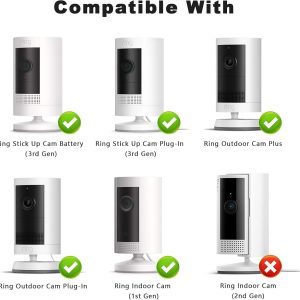 2Pack Camera Wall Mount Compatible with R-ing Stick Up Cam Battery/Outdoor Cam Plus/Pro/Plug-in/Indoor Cam (1st Gen), 360 Degree Adjustable Mounting Bracket for Outdoor Indoor Camera