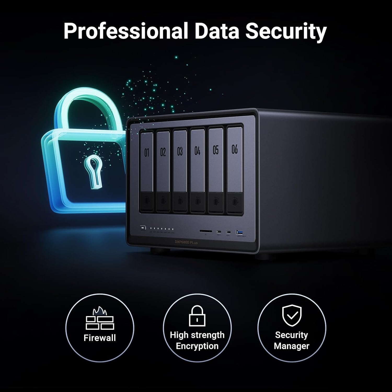 UGREEN NAS DXP6800 Plus 6-Bay Desktop NAS, Intel i3 1215u 6-Core CPU, 8GB DDR5 RAM, 128G SSD, 1x 10GbE and 1x 2.5GbE LAN Port, 2X M.2 NVMe Slots, 4K HDMI, Network Attached Storage (Diskless)