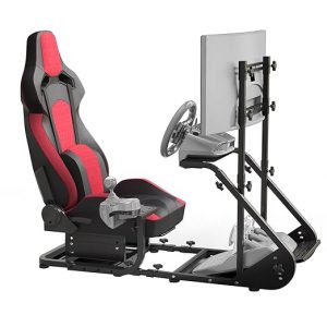 Runboll Racing Simulator Cockpit with Monitor Mount Fits for Logitech G923/G29/G920, Fanatec, Thrustmaster, and PXN, Adjustable Driving Simulators Without Handbrake, Pedals, Shift and Monitor