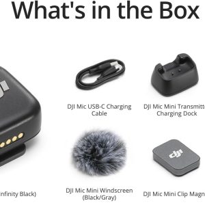 DJI Mic Mini Transmitter (Infinity Black), Ultralight, Wireless Lavalier Microphone for DJI Action 5 Pro/Osmo Pocket 3, Noise Cancelling, Wireless Microphone for Camera/iPhone/Android, Vlog, Streaming