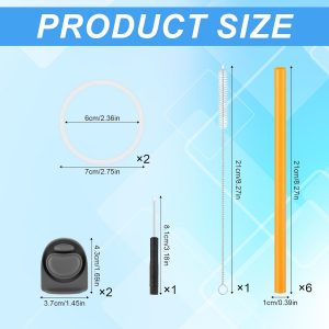 BOXOB Replacement Parts Kit for Owala FreeSip Water Bottle 24oz 32oz, Including 2 Replacement Stopper 2 Sealing Ring 6 Straw 1 Screwdriver & 1 Straw Brush