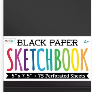 OOLY Cuaderno de bocetos pequeño con cubierta de bricolaje, 5 x 7.5 pulgadas, cuaderno de dibujo de papel negro, libro de dibujo para niños, almohadilla de dibujo de artistas para bolígrafos de gel y