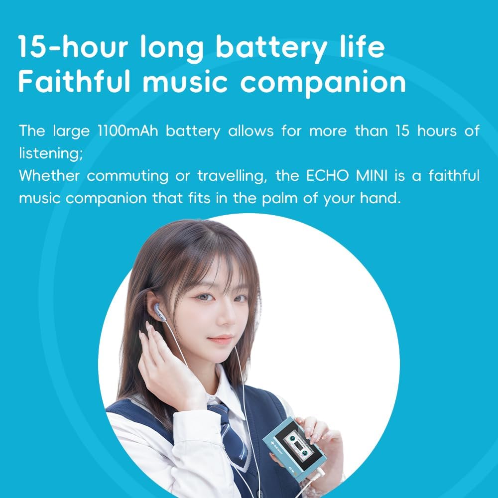 SnowSky/FiiO Echo MINI HiFi Bluetooth MP3 Player, 15Hours Playback, Independent Volume Control with 3.5mm/4.4mm Headphones Outputs (Black)