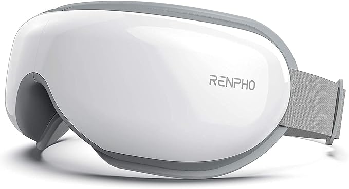 RENPHO - Masajeador de ojos con calor, masajeador de calor recargable con música Bluetooth para relajar y reducir la tensión de los ojos, ojeras y bolsas de los ojos, mejora el sueño, regalos familiares ideales (blanco)