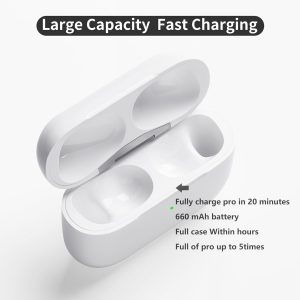 Airpod Charging Case Compatible for Airpods Pro 1&2 Generation - Wireless Charger Case Replacement with Bluetooth Pairing Sync Button, No Earbuds, Lightning - White