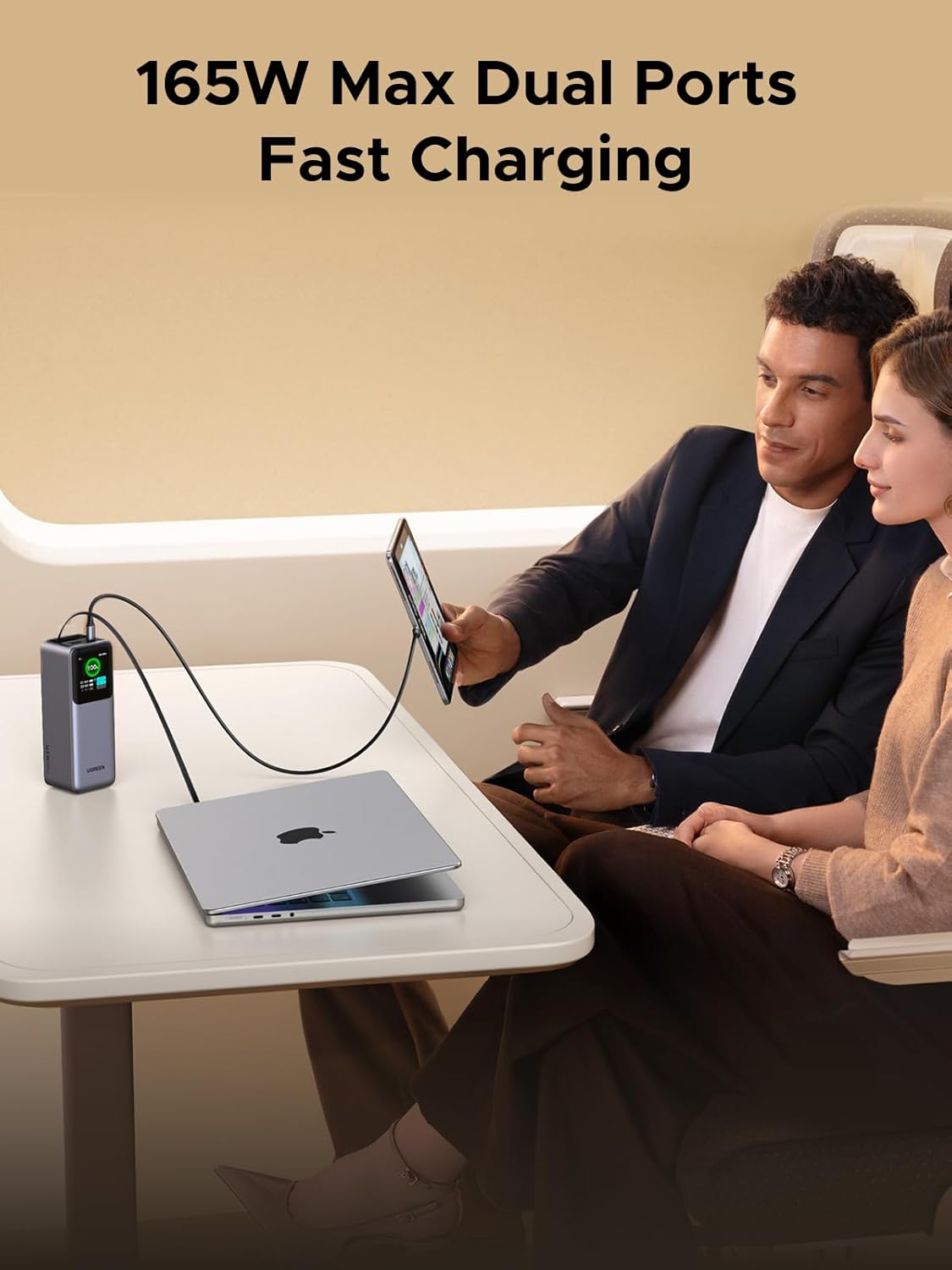 UGREEN Nexode Power Bank 20000mAh 165W with Built-in USB C Cable Laptop Travel Portable Charger, 100W Input, Fast Charging for MacBook Pro/Air/iPhone 17/16/iPad Pro/Galaxy S25 Ultra/Dell/HP and More