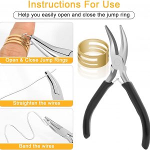 Anezus 1200PCS Jump Rings for Jewelry Making Kit, Jump Rings and Necklace Clasps with Jump Ring Pliers Tools for Jewelry Making Supplies and Necklace Repair (Silver)