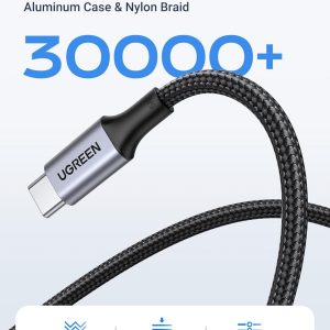 UGREEN USB C to USB C Cable, 100W Charging Cable for iPhone 17/16/15, MacBook Pro, iPad Pro, Dell XPS, Samsung Galaxy S25/S24/S23 Ultra, Switch, Pixel, 6.6FT Black