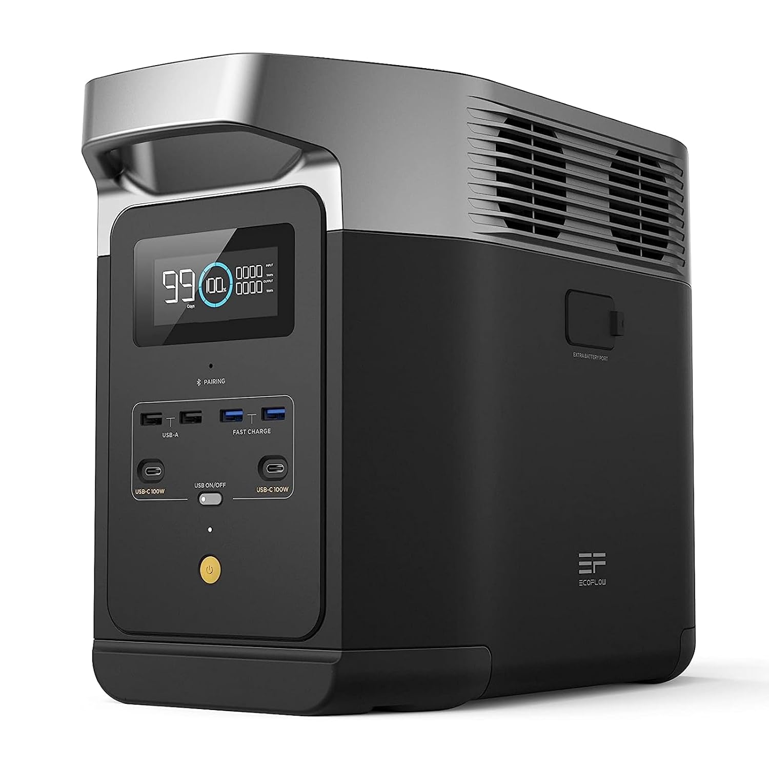 EF ECOFLOW - Estación de energía portátil DELTA 2, batería de 1024 Wh LiFePO4 (LFP), salida de 1800 W AC/100 W USB-C, panel solar opcional, para respaldo de energía hogar, campamento, casa rodante