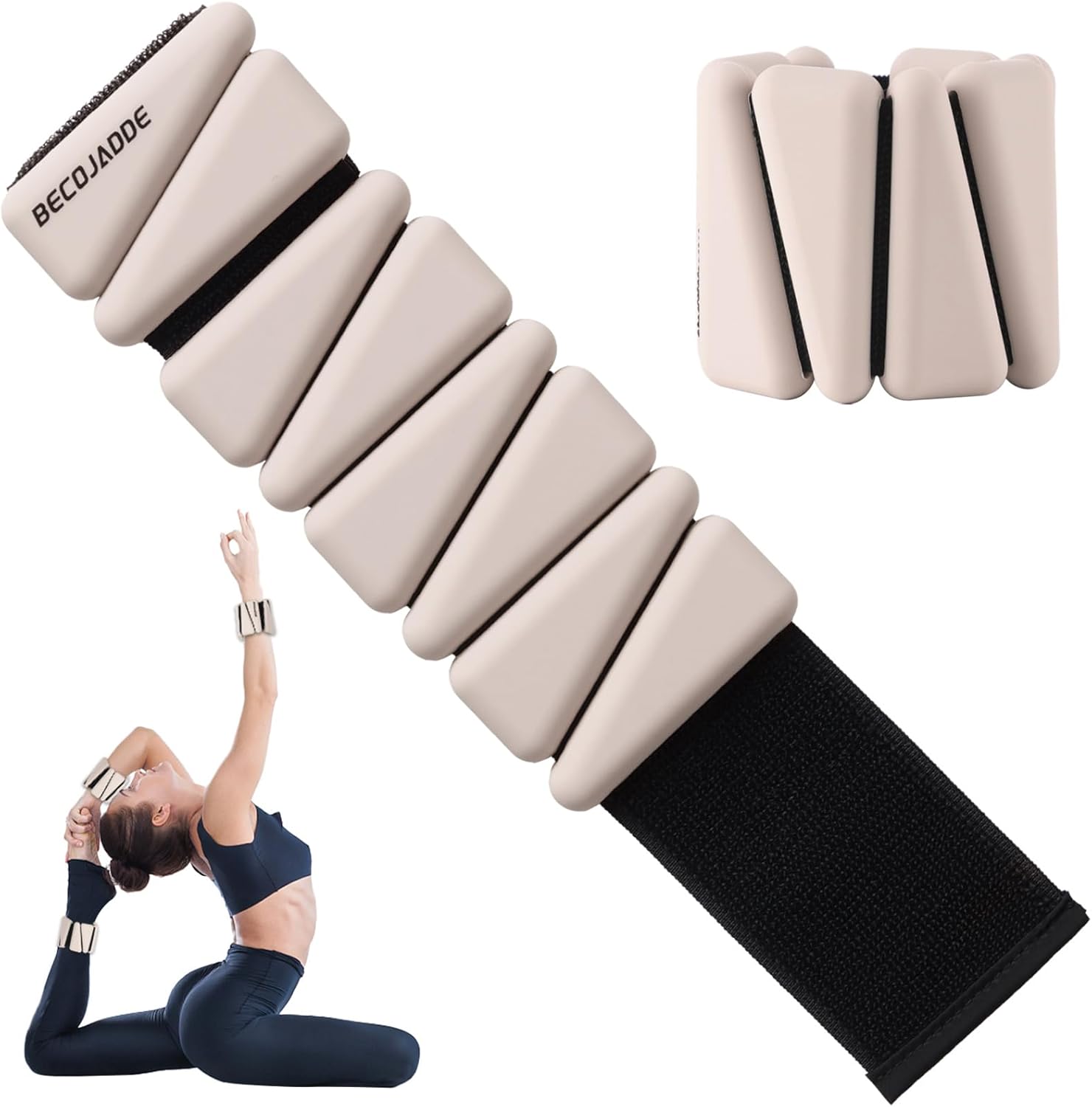 BECOJADDE Juego de pesas de tobillo de 2 (1 libra/2 libras/3 libras cada una) Pesas ajustables de muñeca para mujeres y hombres, pesas portátiles para brazo y pierna para pilates, correr, caminar
