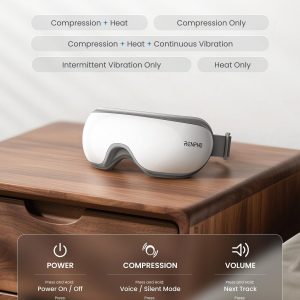 RENPHO - Masajeador de ojos con calor, masajeador de calor recargable con música Bluetooth para relajar y reducir la tensión de los ojos, ojeras y bolsas de los ojos, mejora el sueño, regalos familiares ideales (blanco)