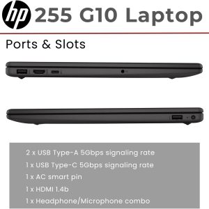 HP 255 G10 - Laptop empresarial FHD de 15.6 pulgadas, AMD Ryzen 7 7730U, 16 GB de RAM, SSD PCIe de 1 TB, teclado numérico, cámara web, Wi-Fi 6, HDMI, Windows 11 Pro, negro