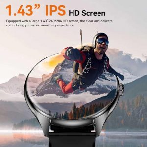 iBesi Smart Watches for Men Women with 1.43" AMOLED Display, 7-Day Battery, 120+ Sport Modes, Bluetooth Calling, Heart Rate & Sleep Monitor, IP68 Waterproof Compatible for iPhone and Android (Black)
