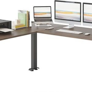 FEZIBO Escritorio de Pie Eléctrico en Forma de L con Triple Motor, 75 Pulgadas, Escritorio de Esquina de Altura Ajustable, Estación de Trabajo de Sentarse y Pararse con Tablero de Empalme, Marco Negro