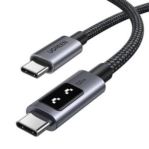 UGREEN Uno - Cable USB C a USB C de 100 W, cable de carga rápida tipo C con pantalla LED para iPhone 17/17 Air/17 Pro/17 Pro Max/16, MacBook Pro/Air, iPad Pro/Air, Galaxy S25 Ultra de 6.6 pies, color