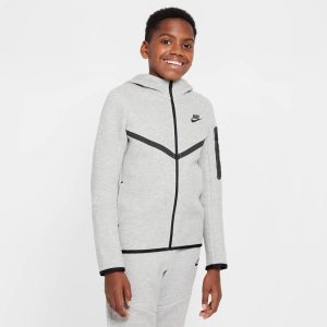 Nike Sportswear Tech Fleece - Sudadera con capucha de cremallera completa para niños grandes (HV5867-063, Gris Oscuro Jaspeado/Gris Oscuro Jaspeado) Talla Grande