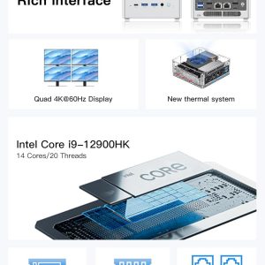 MINISFORUM Venus Series NAB9 Mini PC Barebone Intel Core i9-12900HK(14C/20T), Mini Desktop Computer Without RAM/SSD/OS, 2X HDMI+2X USB-C 4K@60Hz Output, 2X 2.5G LAN, 4X USB3.2 Small Computer (Renewed)