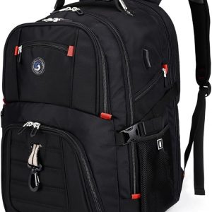 SHRRADOO Mochila de viaje extra grande para laptop de 50L con puerto de carga USB, mochila de universidad y escuela secundaria aprobada por aerolíneas, bolsa de trabajo empresarial que cabe