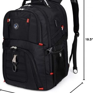 SHRRADOO Mochila de viaje extra grande para laptop de 50L con puerto de carga USB, mochila de universidad y escuela secundaria aprobada por aerolíneas, bolsa de trabajo empresarial que cabe