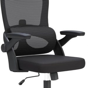 SIHOO Ergonomic Office Chair, Adjustable Lumbar Support, 110-130° Tilt, 3D Flip Up Armrests, Rolling Computer Desk Chair with Headrest-Dark Black