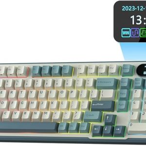 RK ROYAL KLUDGE S98 Teclado mecánico con pantalla inteligente y perilla, teclado mecánico inalámbrico de montaje superior 96% BT/2.4G/USB-C, intercambiable en caliente, soporte de software, sonido