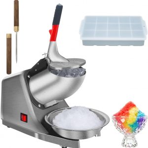 Máquina de hielo afeitado, máquina de cono de nieve, trituradora de hielo con hoja de acero inoxidable, eléctrica de cocina para hielo afeitado y cono de nieve (300 W, 2000 r/min), también